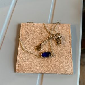 Kendra Scott Elisa Gold Pendant Necklace in Cobalt Cat's Eye